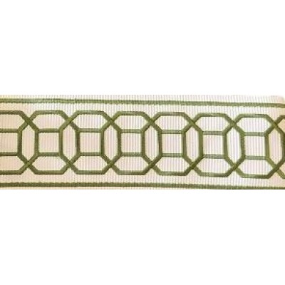 Decorative Border - Octagon Pattern Olive Green