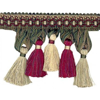 Cavalier Tassel Fringe 1246 Cherry Taupe Forest