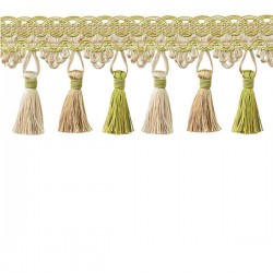 Tassel Trim Lime Green & Taupe