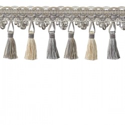 Tassel Trim Grey, Silver & Cream