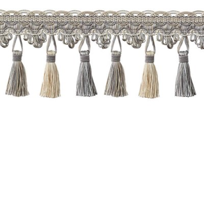 Tassel Trim Grey, Silver & Cream