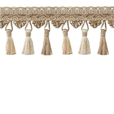 Tassel Trim Taupe & Cream