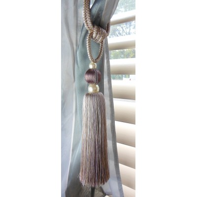 Single Tassel Tie Back Lavender, Soft Gold & Silver