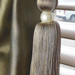 Single Tassel Tie Back Taupe & Cream