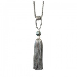 Single Tassel Tie Back Turquoise & Taupe