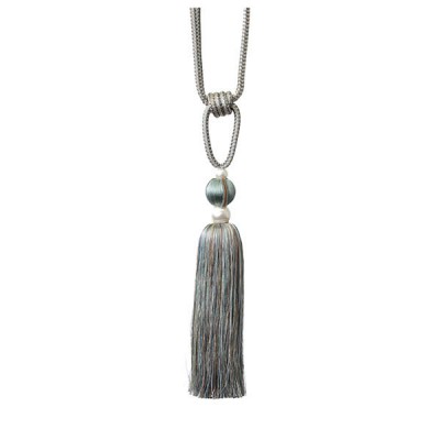 Single Tassel Tie Back Turquoise & Taupe