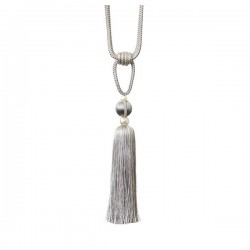 Single Tassel Tie Back Grey, Silver & Cream