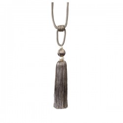 Single Tassel Tie Back Chocolate & Silver