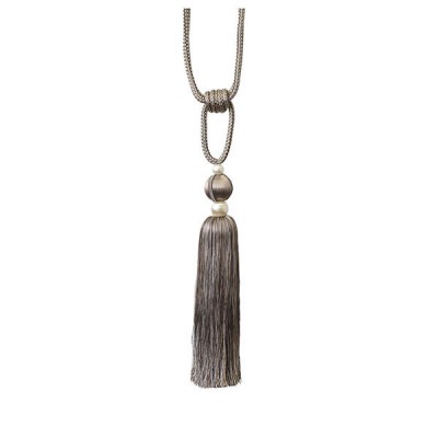 Single Tassel Tie Back Chocolate & Silver