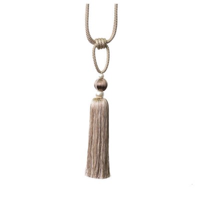 Single Tassel Tie Back Taupe & Cream