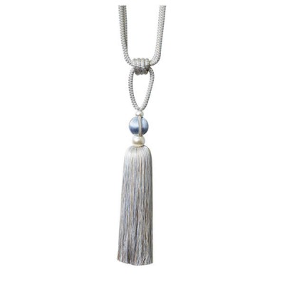 Single Tassel Tie Back Blue & Taupe