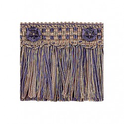 Exquisite Cut Fringe with Rosette 1882 Navy Taupe