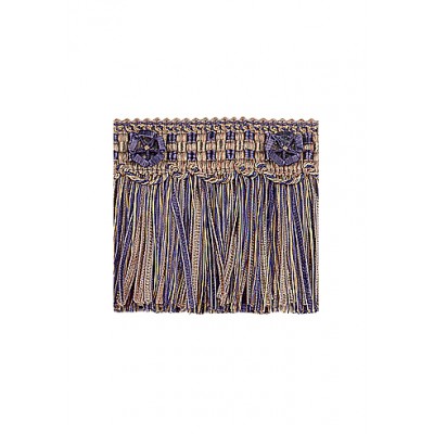 Exquisite Cut Fringe with Rosette 1882 Navy Taupe