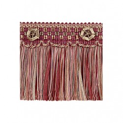 Exquisite Cut Fringe with Rosette 1882 Mulberry Avocado